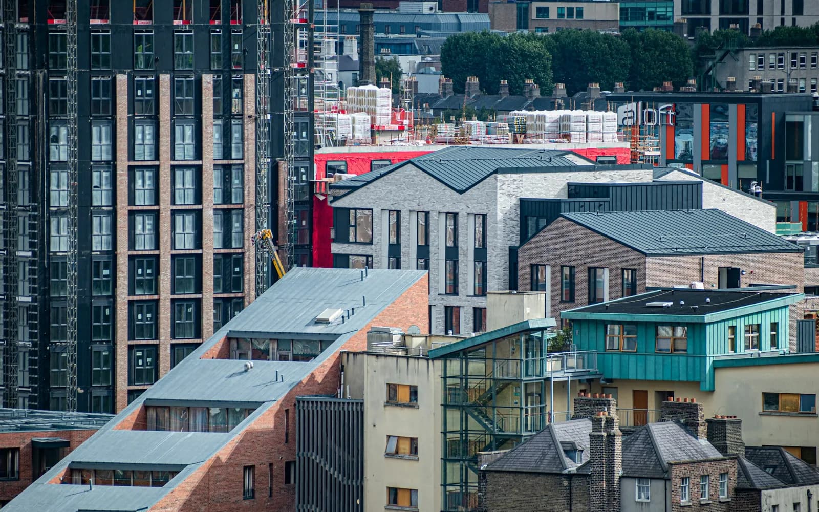 The Dublin skyline in clear daytime light